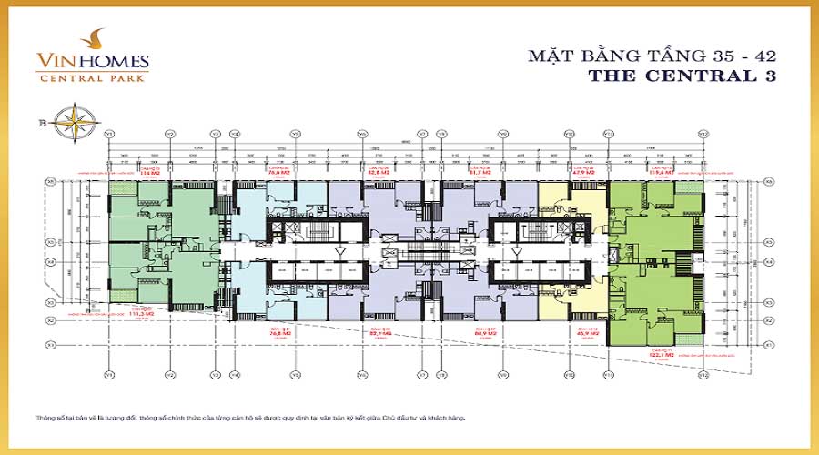 Mặt bằng tầng 35 - 42 The Central 3
