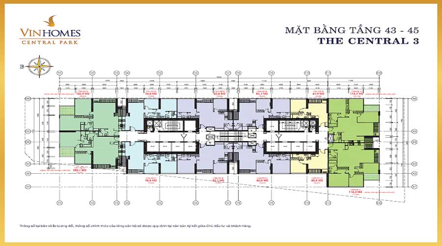 Mặt bằng tầng 43 - 45 The Central 3