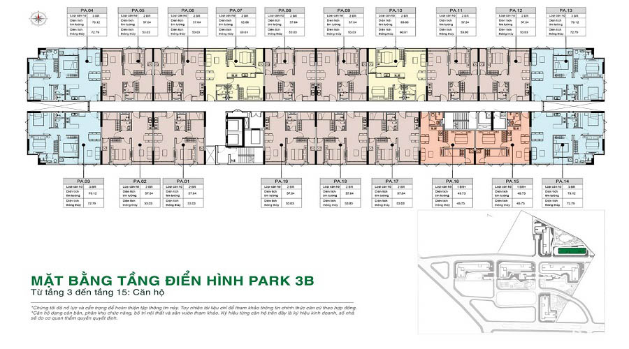 Mặt bằng điển hình Park 3B dự án căn hộ Picity High Park Q12