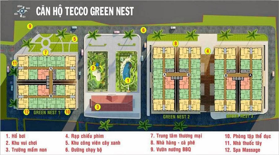 Mặt bằng tổng thể căn hộ Tecco Green Nest Q12