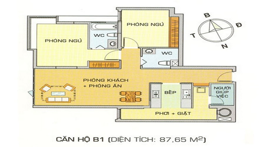 Thiết kế căn hộ 2Pn 88m2 Hoàng Anh Gia Lai 1