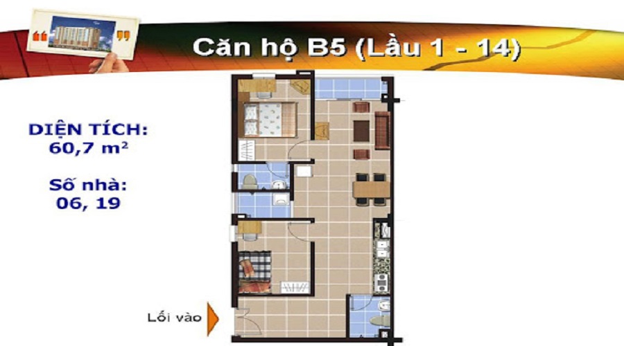 Thiết kế căn hộ B5 dự án Bàu Cát 2