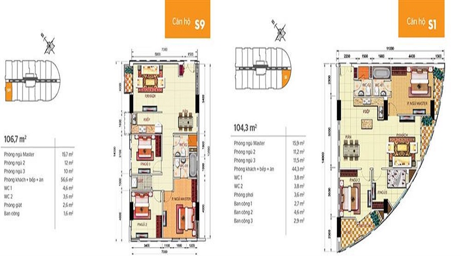 Thiết kế căn hộ loại S1 - S9 Phúc Yên Tân Bình