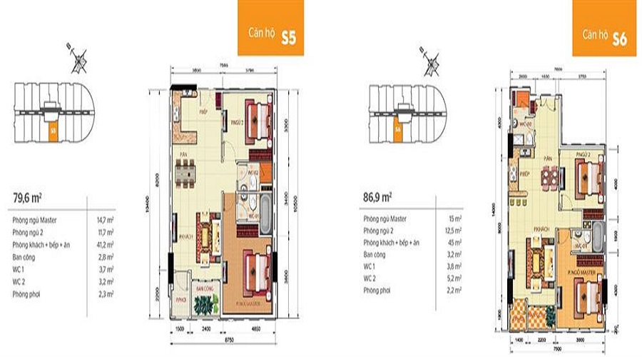Thiết kế căn hộ loại S5 - S6 Phúc Yên Tân Bình