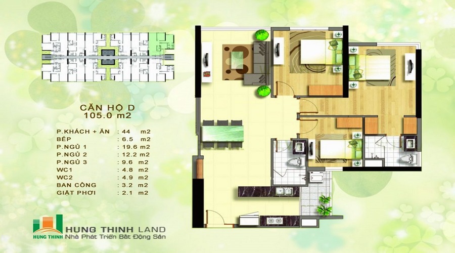 Thiết kế chi tiết căn hộ loại D Giai Việt Quận 8