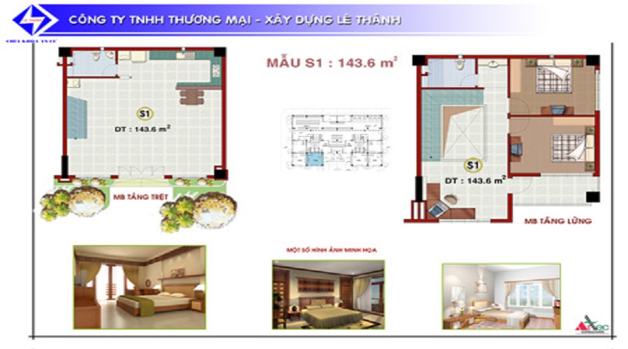 Thiết kế mẫu S1 144m2 căn hộ Lê Thành An Lạc