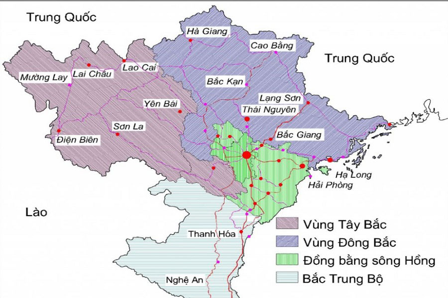 Bản đồ các vùng miền Bắc Việt Nam
