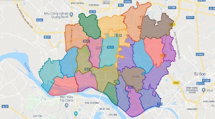 Bản đồ hành chính huyện Đông Anh Hà Nội