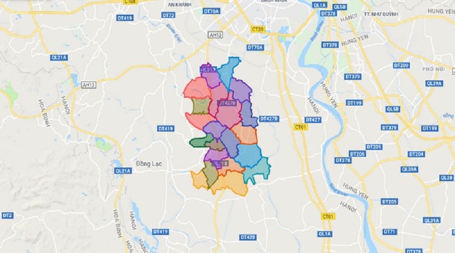 Bản đồ hành chính huyện Thanh Oai Hà Nội