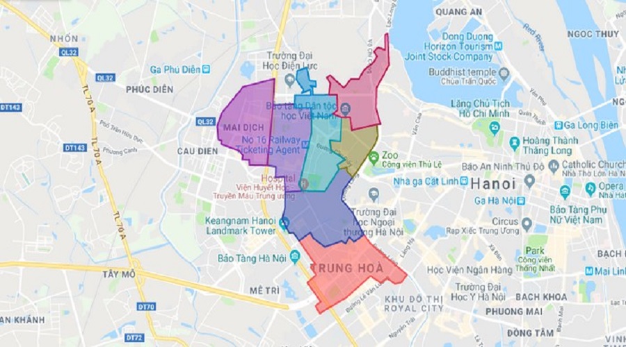 Bản đồ hành chính quận Cầu Giấy Hà Nội