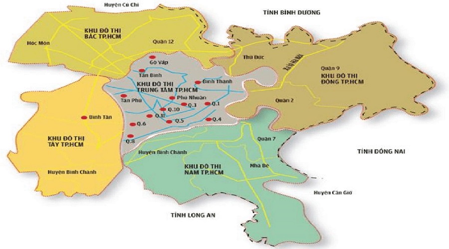 Bản đồ các quận thành phố Hồ Chí Minh