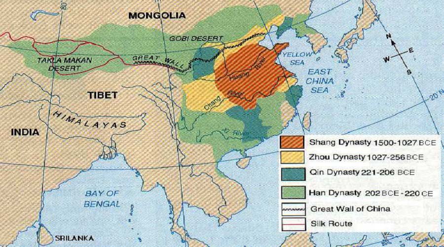 Bản đồ Trung Quốc thời Thương - Chu - Tần - Hán