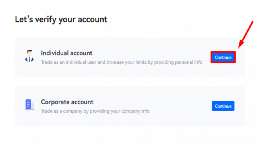 Tại đây bạn sẽ có hai lựa chọn Tài khoản cá nhân (Individual account)