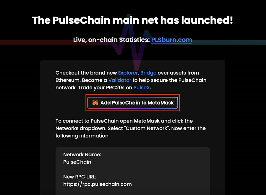 thêm mạng PulseChain và Metamask