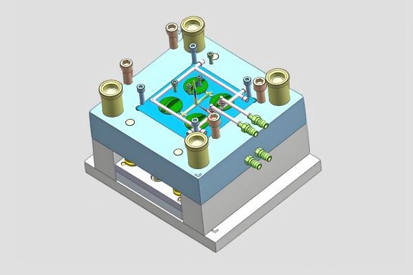 3D and 2D technical drawings of plastic components
