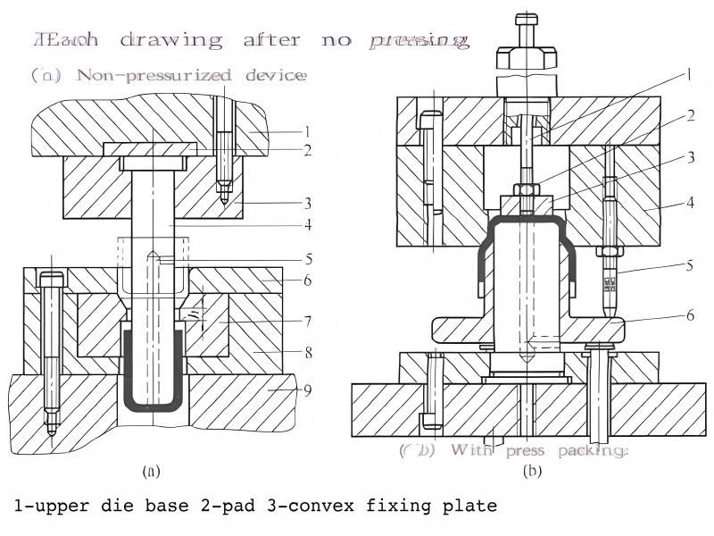 Mould structure sketch example showing cross-sections and key dimensions