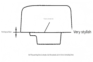 Part with simple parting line but visible clamp line