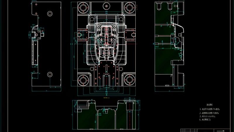 Dimensioning in mold assembly drawings